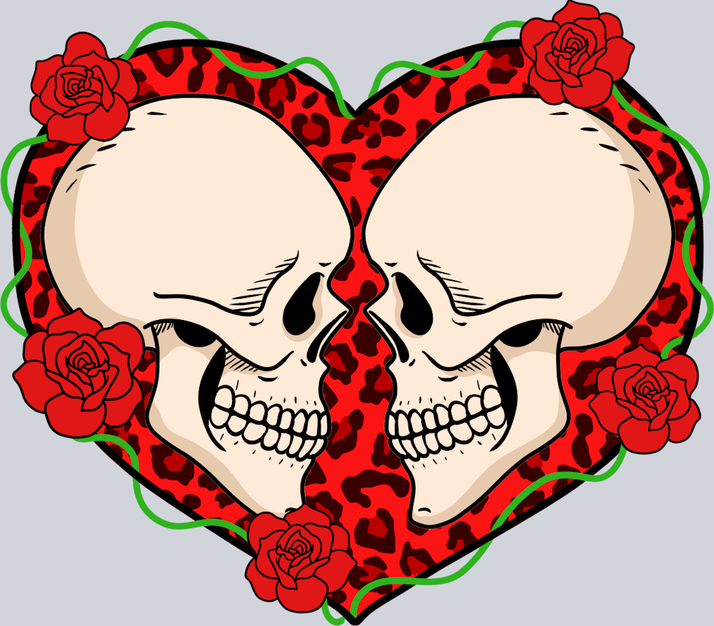 Skull Leopard Heart - STK05535