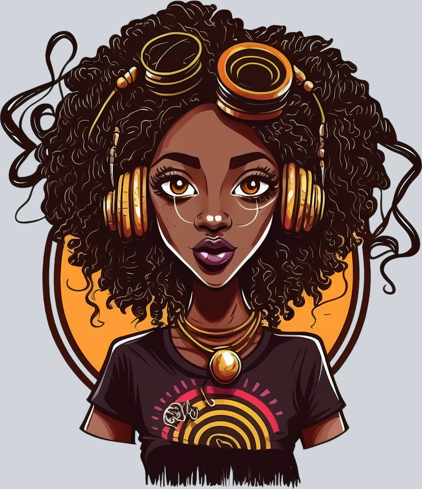 Black Woman Music Mixer - STK00983