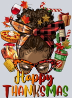 Afro Messy Bun Happy Thanksmas - STK00071