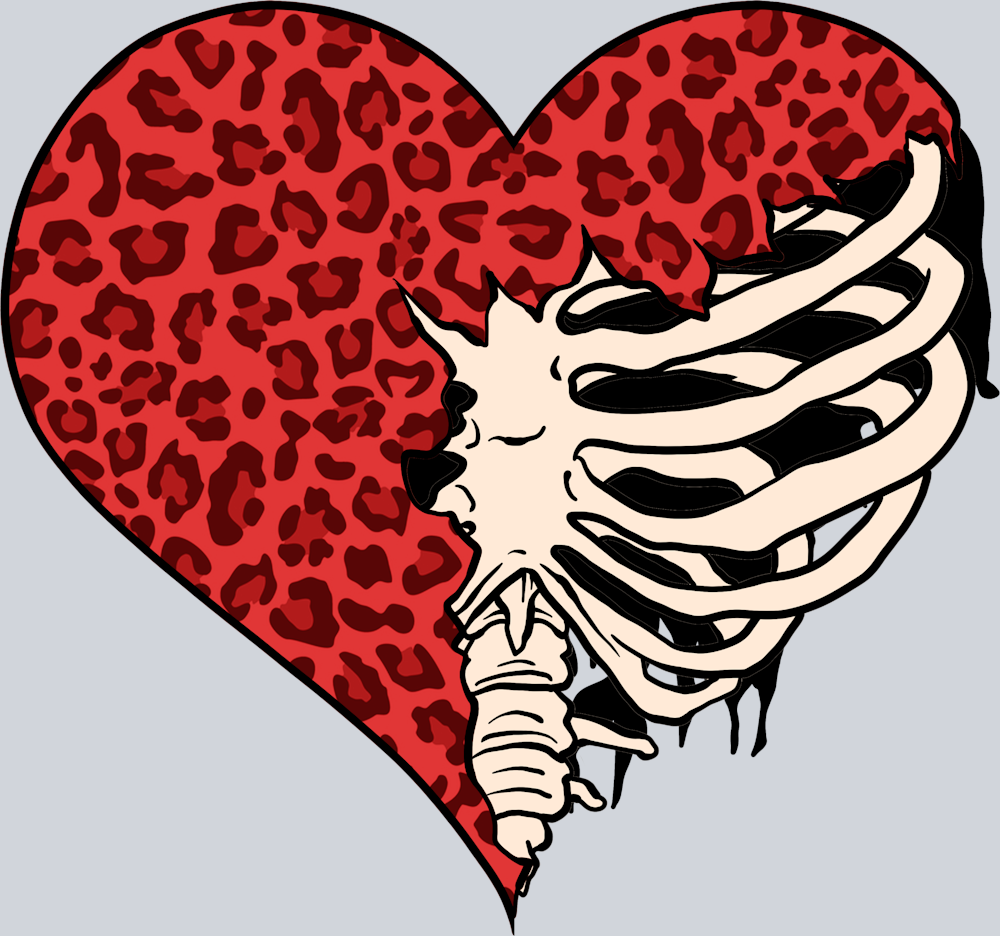 Skeleton Ribs Leopard Heart - STK05514