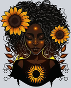 Black Woman Sunflower Bright - STK00985