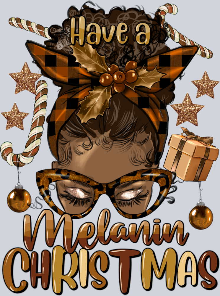 Have A Melanin Christmas Afro Messy Bun Straight - STK02623