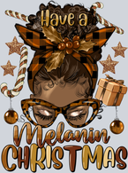 Have A Melanin Christmas Afro Messy Bun Straight - STK02623