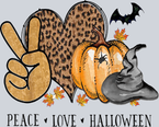 Halloween Peace Love Pumpkin Leopard Fall Thanksgiving T-Shirt - STK02498