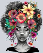Black Woman Wild Flowers - STK00990