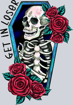 Skeleton Get In Loser Coffin Roses - STK05496
