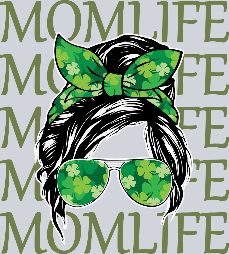 Mom Life Messy Bun Lucky Shamrock - STK04318