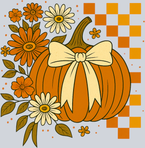 Autumn Pumpkin Flowers and Checkerboard 5 - STK07342