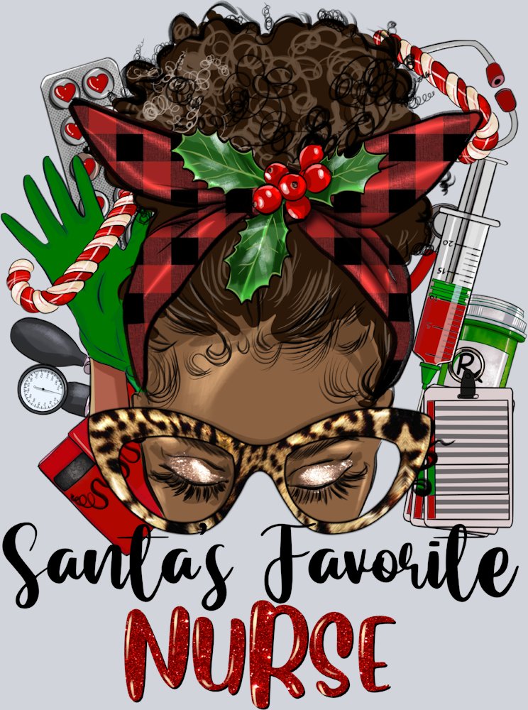 Christmas Nurse Afro Messy Bun - STK01325