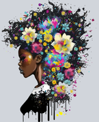 Black Woman Floral - STK00975