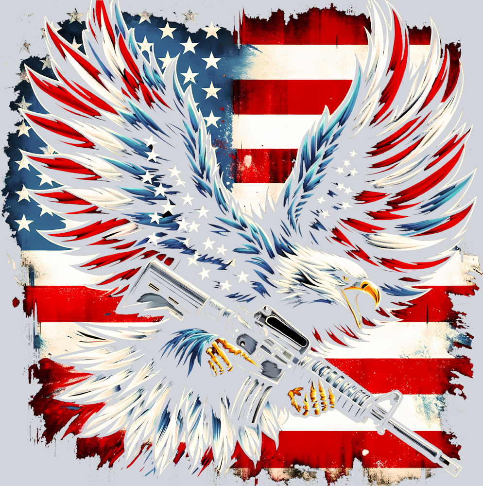 Eagle With Gun American Flag Patriotic - STK01748
