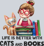 Books Life Is Better Cat Books - STK01049