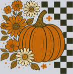 Autumn Pumpkin Flowers and Checkerboard 3 - STK07340