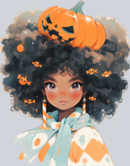 Black Girl Afro Pumpkin - STK00615