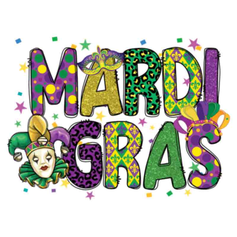 Mardi Gras Bright Pattern (DTF Transfer)