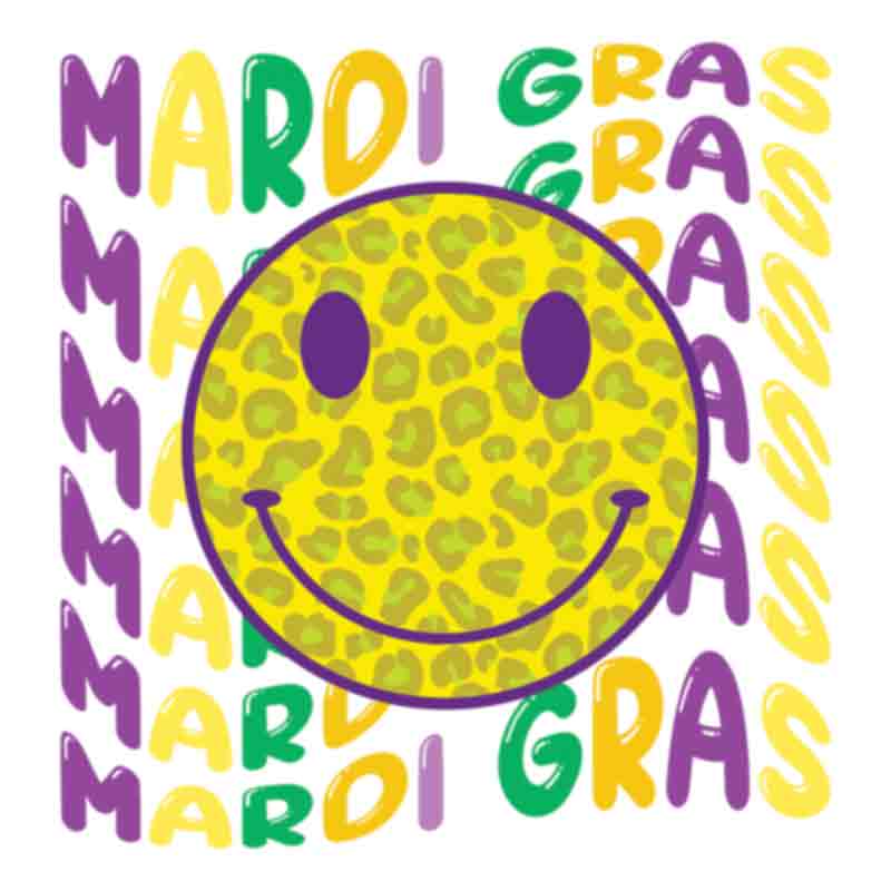 Mardi Gras Smiley (DTF Transfer)
