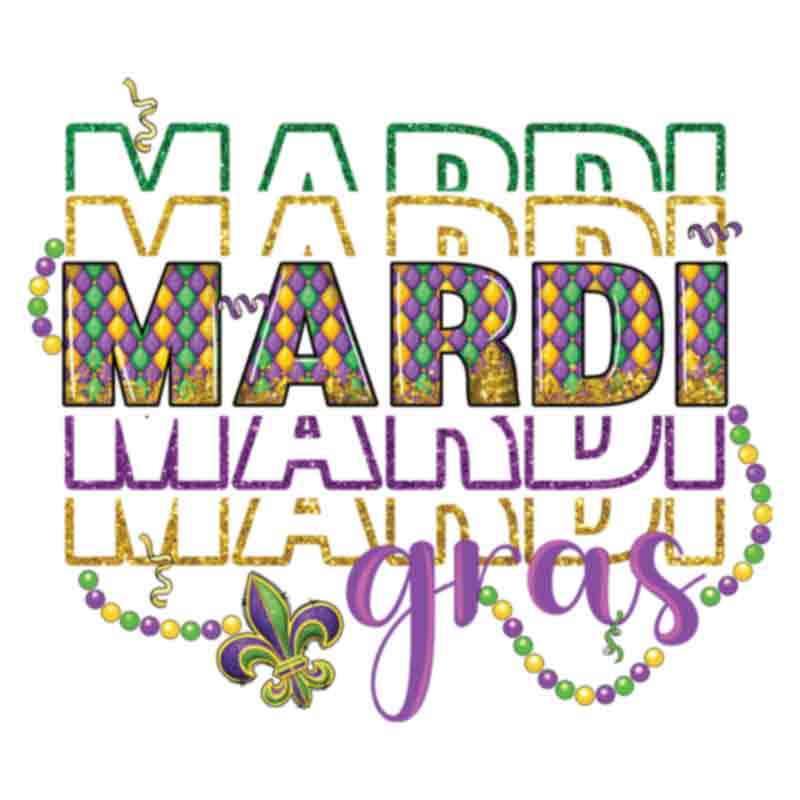 Mardi Gras Stacked Beads (DTF Transfer)