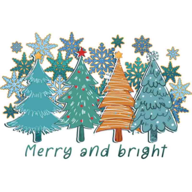 Merry Bright Christmas Trees (DTF Transfer)