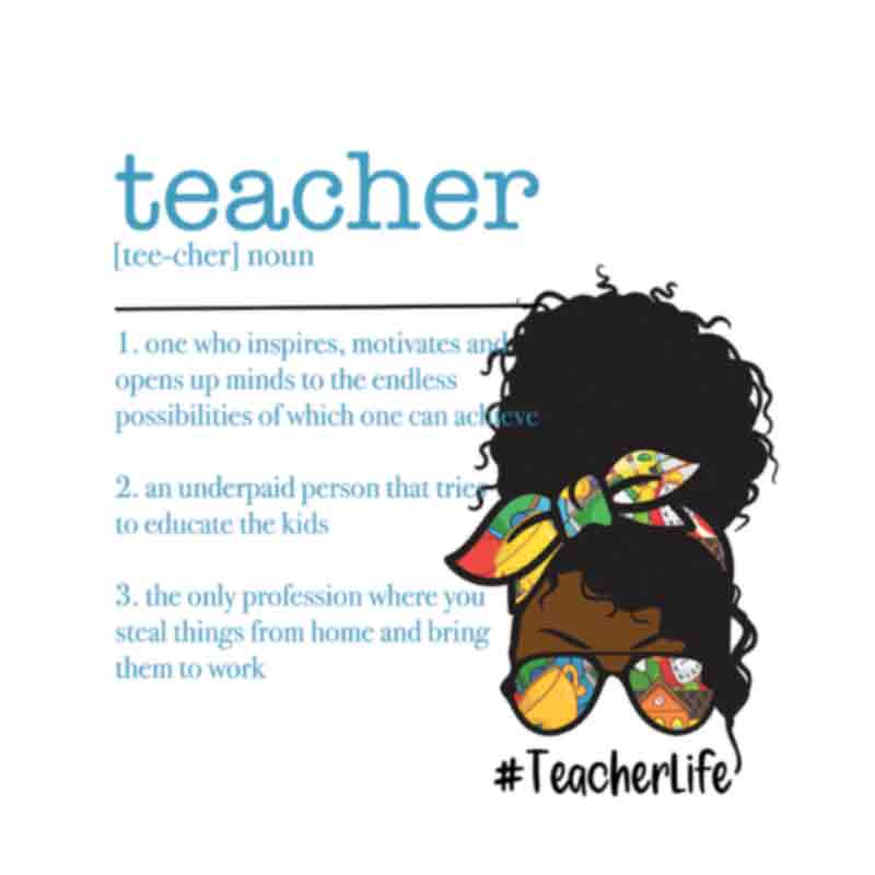 Teacher Noun Afro Messy Bun (DTF Transfer)