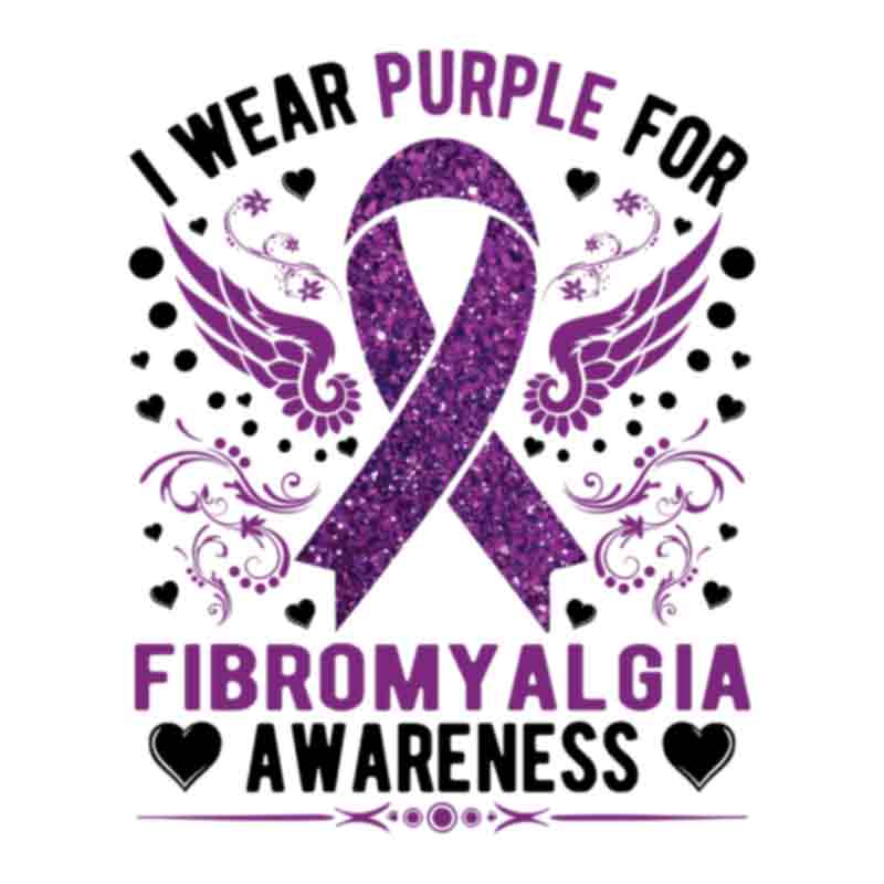 We Wear Purple Fibromyalgia Glitter (black) (DTF Transfer)