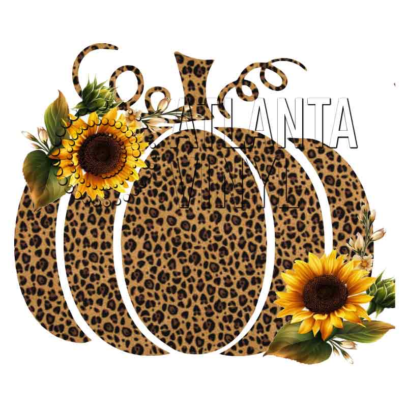 Autumn Leopard Print Pumpkin & Sunflowers (DTF Transfer)