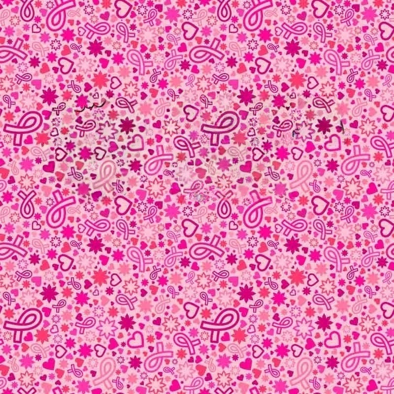 Herz- und Schleifenmuster auf gemusterter Transferfolie (HTV) zur Sensibilisierung für Brustkrebs