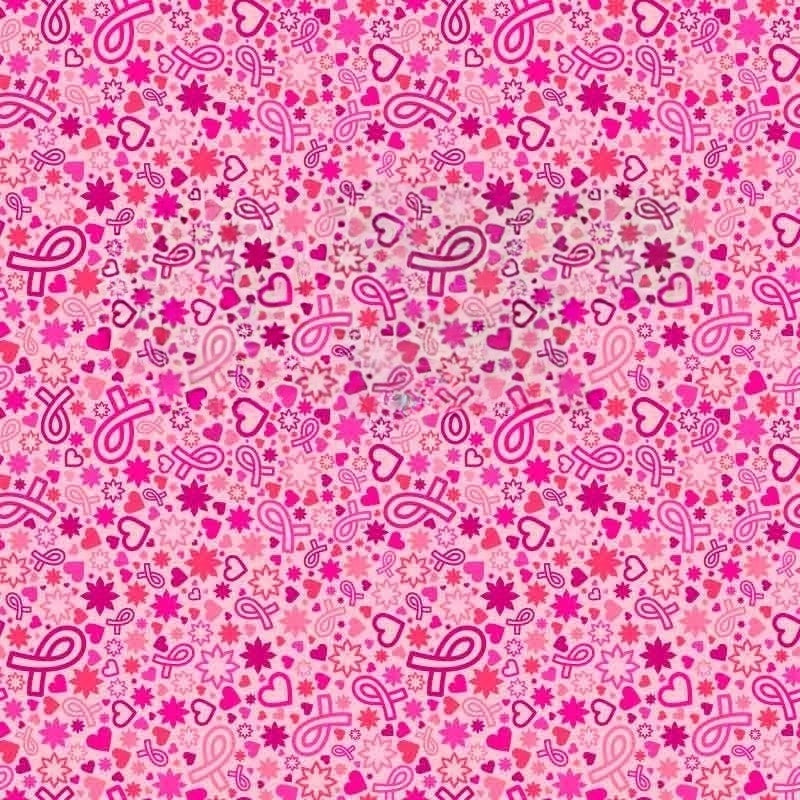 Breast Cancer Awareness Ribbons and Hearts Patterned Adhesive Vinyl