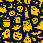 Yellow-On-Black Halloween Party Patterned Heat Transfer Vinyl (HTV)