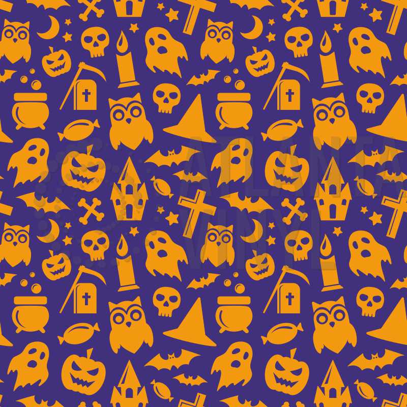 Orange-auf-lila gemusterte Halloween-Party-Wärmeübertragungsfolie (HTV)