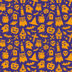 Orange-on-Purple Halloween Party Patterned Heat Transfer Vinyl (HTV)