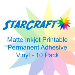 StarCraft Inkjet Printable Matte Permanent Adhesive Vinyl 8.5" x 11" (10-Pack)