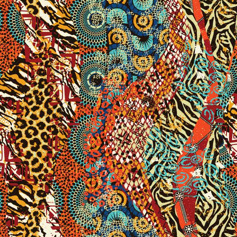 Umoja - African Fabric & Animal Print Patchwork Patterned Adhesive Vinyl