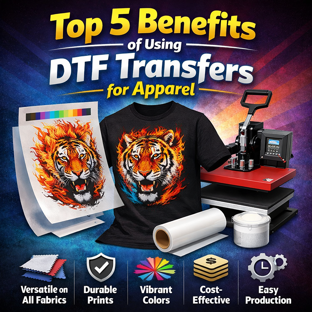 Top 5 Benefits of Using DTF Transfers for Apparel