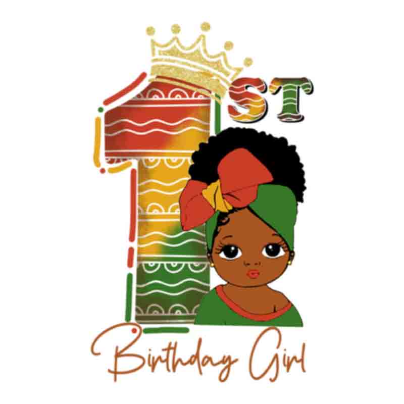 1st Birthday Little Black Girl (DTF Transfer)