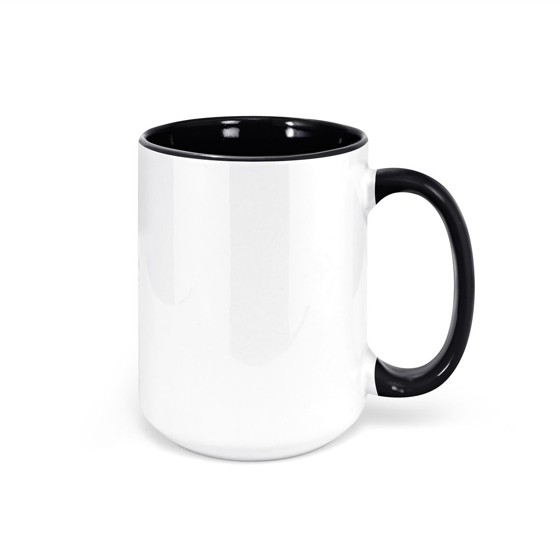 White Ceramic Sublimation Mug w/ Colored Inner & Handle - 15oz