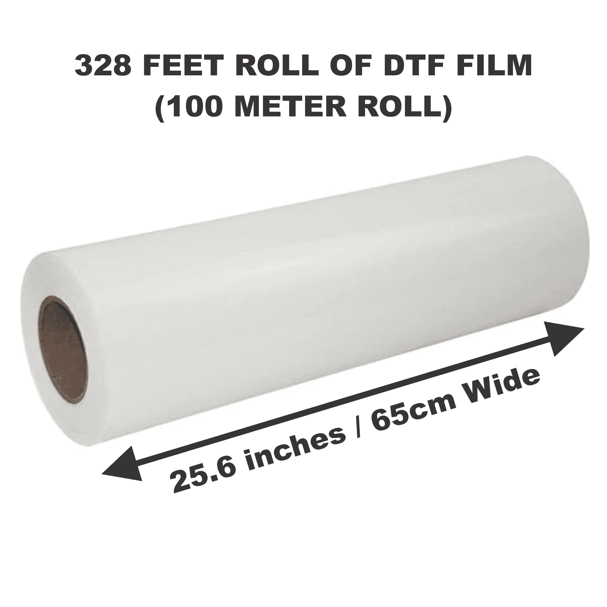 25.6” (65cm) x 328 Feet Roll Of DTF Film – Double Sided Instant Hot Peel