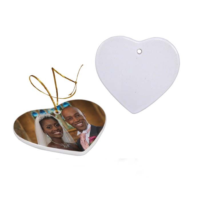 Ceramic Heart Two-Sided Sublimation Ornament - 3" - 100/Case