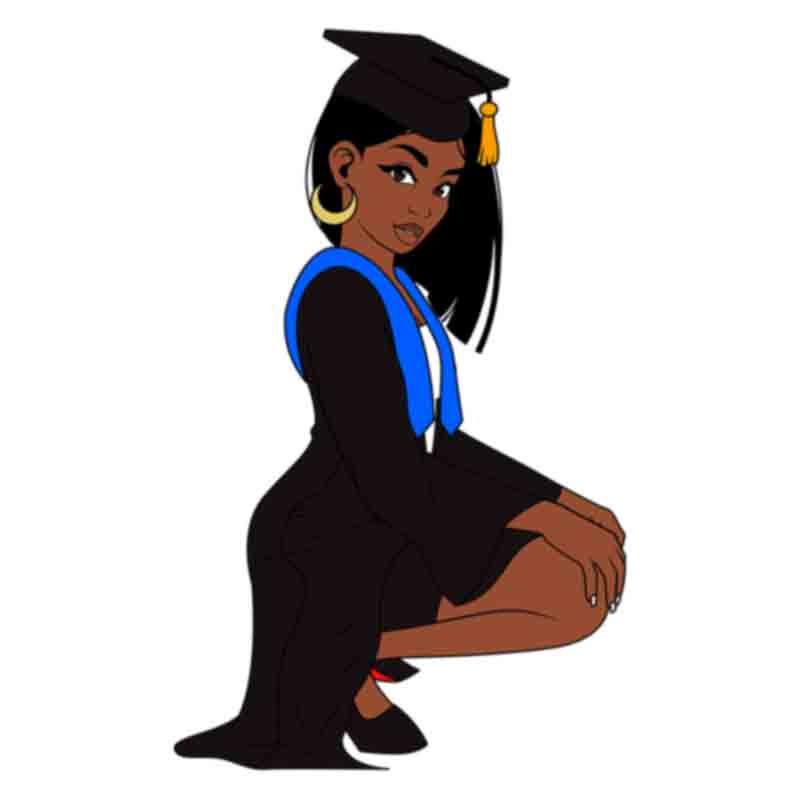 Black Woman Graduation Straight Short (DTF Transfer)