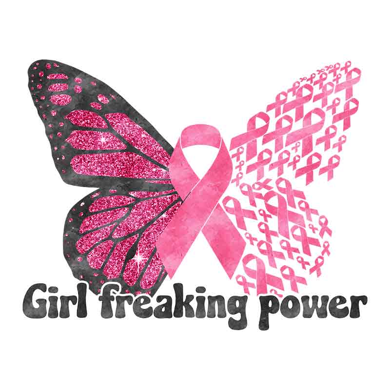 Breast Cancer Awareness - Girl Freaking Power Butterfly (DTF Transfer)