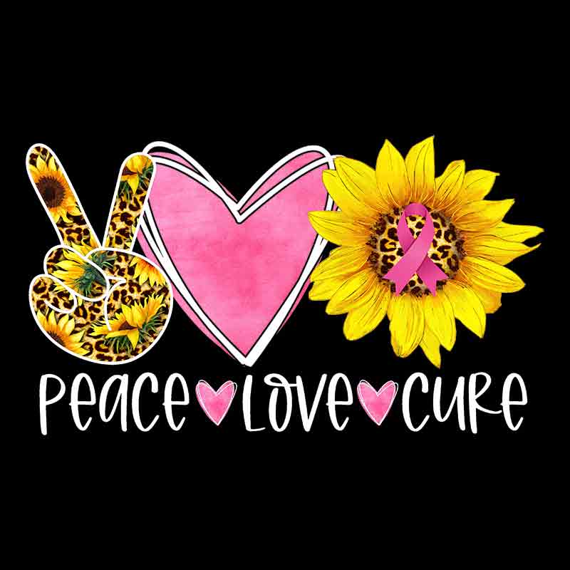 Breast Cancer Awareness - Peace Love Cure #2 (WHITE) (DTF Transfer)