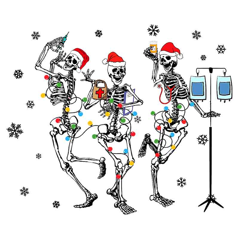 Christmas Med Staff Skeletons (DTF Transfer)