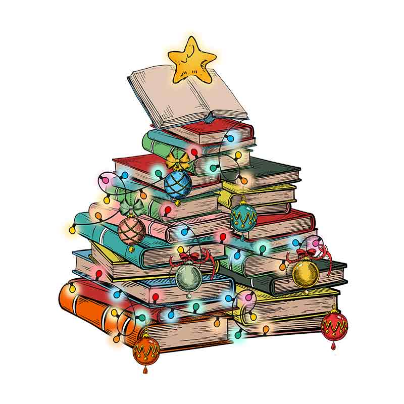 Christmas Teacher Book Stack (DTF Transfer)