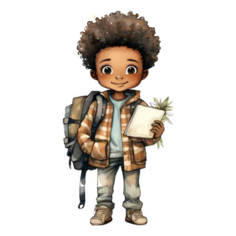 Cute Black Boy Back To School #4 (DTF Transfer)