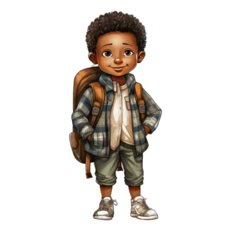 Cute Black Boy Back To School #8 (DTF Transfer)