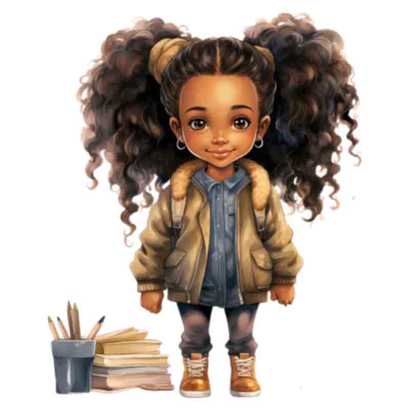 Cute Black Girl Back To School #14 (DTF Transfer)