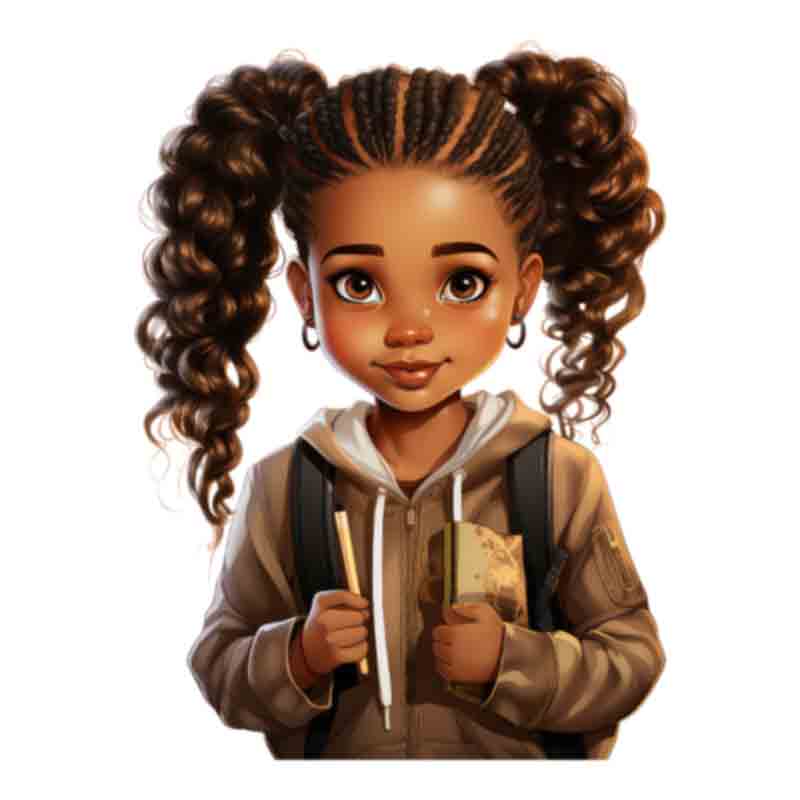Cute Black Girl Back To School #1 (DTF Transfer)