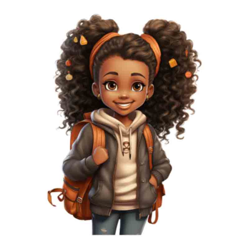 Cute Black Girl Back To School #2 (DTF Transfer)