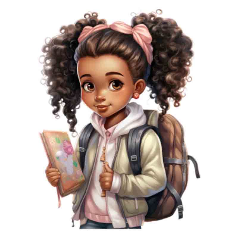 Cute Black Girl Back To School #4 (DTF Transfer)