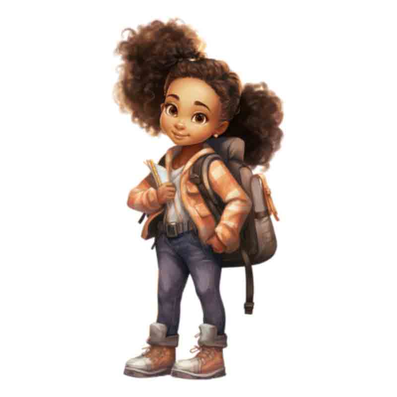 Cute Black Girl Back To School #6 (DTF Transfer)
