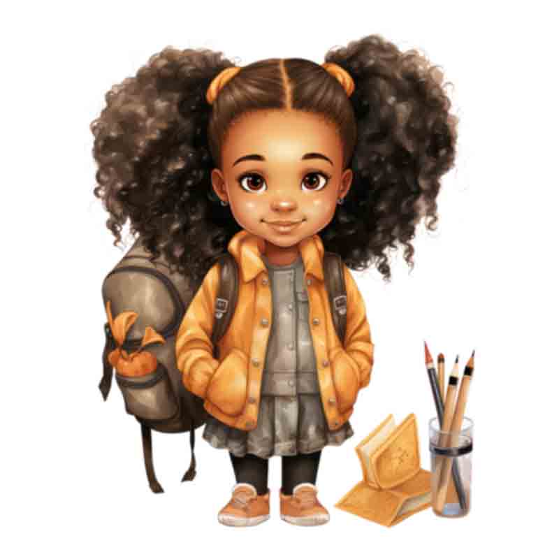 Cute Black Girl Back To School #9 (DTF Transfer)